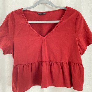Red baby doll crop top